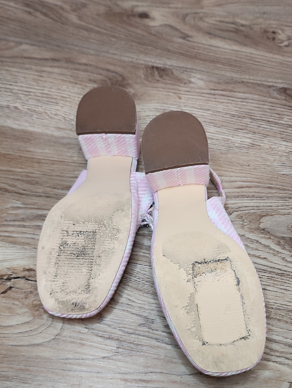 Madden Girl Doll Block Heel Slingback Pink White Woven Pattern Mary Jane Shoes - Picture 9 of 11